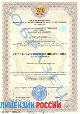 Образец сертификата соответствия аудитора №ST.RU.EXP.00006191-3 Питкяранта Сертификат ISO 50001